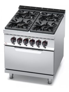 4 égős gáztűzhely, GN2/1 statikus elektromos sütővel - Berto