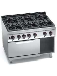   6 égős gáztűzhely, GN2/1 gázüzemű sütővel - Berto's