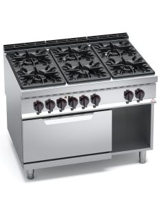 6 égős gáztűzhely, GN2/1 statikus elektromos sütővel - Berto