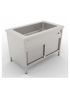   Rozsdamentes vízfürdős melegentartó pult körbe burkolt tolóajtóval  