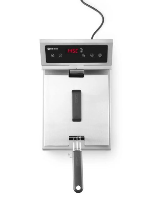 Indukciós olajsütő olajleeresztő csappal - 8 l, HENDI, 8L, Világos szürke, 230V/3500W, 288x619x(H)408mm