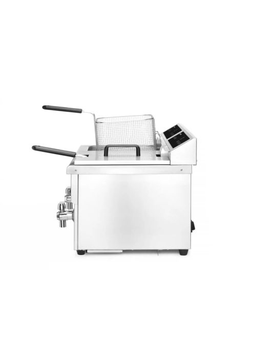 Indukciós olajsütő olajleeresztő csappal - 2 x 8 L, HENDI, Profi Termékcsalád, 16L, 230V/7000W, 577x609x(H)410mm